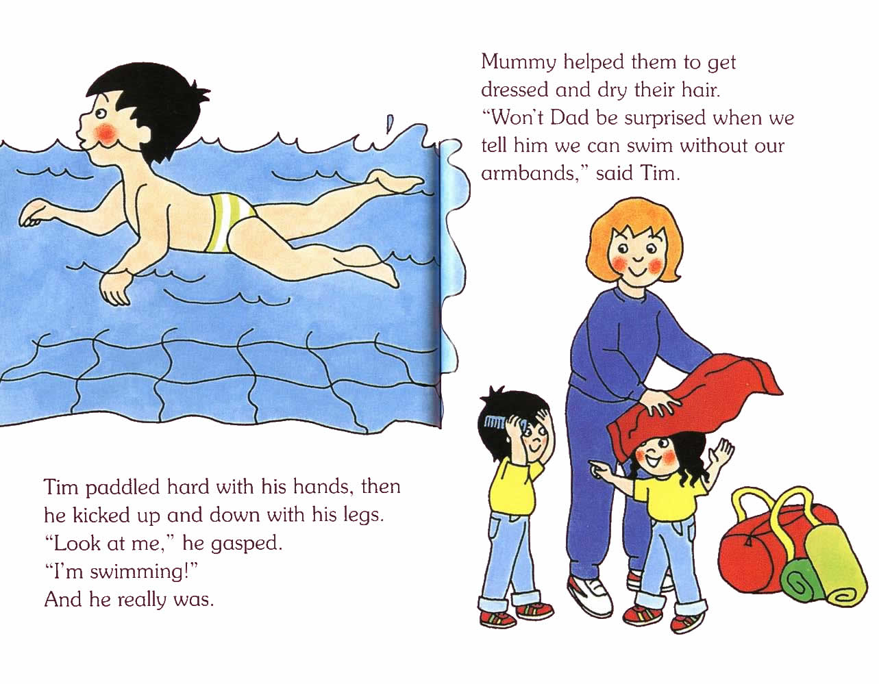 Ladybird - Topsy Tim Books - Learn To Swim (09),绘本,绘本故事,绘本阅读,故事书,童书,图画书,课外阅读